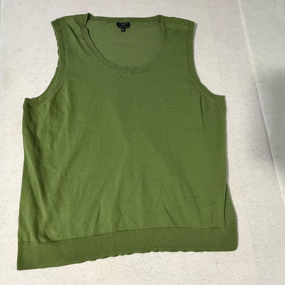 Talbots Woman Green Pima Cotton Sleeveless Sweater Vest Shell Plus Size 3X